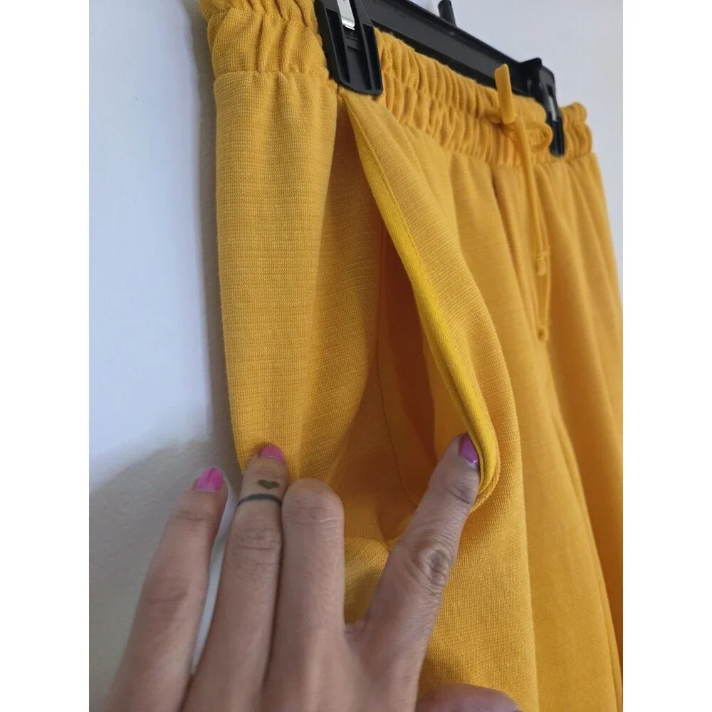 Zara Collection Woman Basic Canary Yellow Pant SMALL Paperbag Drawstring Pockets